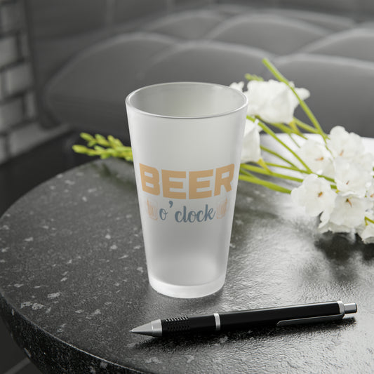 Beer O'Clock Frosted Pint Beer Glass, 16oz