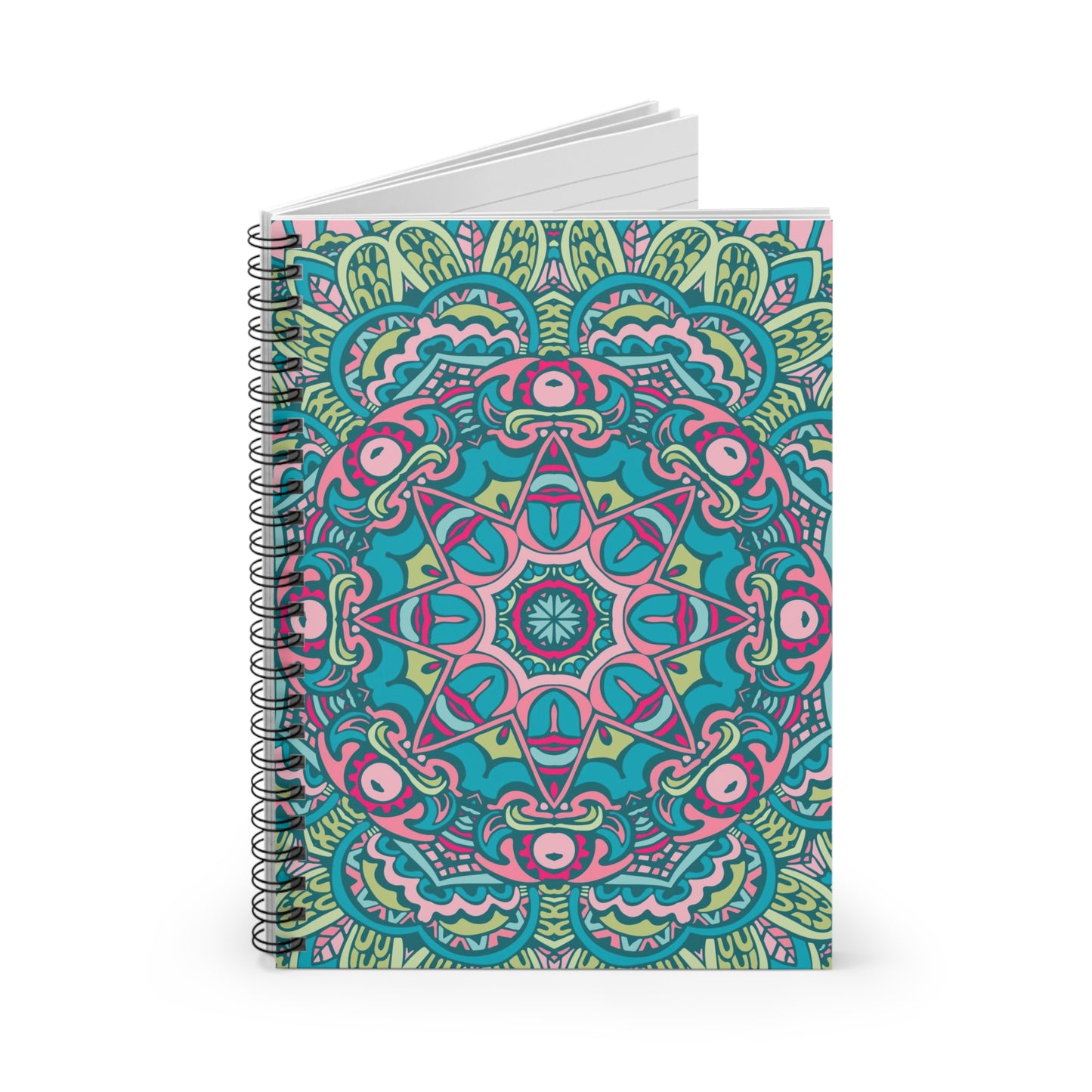 Green and Purple Mandala Spiral Notebook Ruled Line