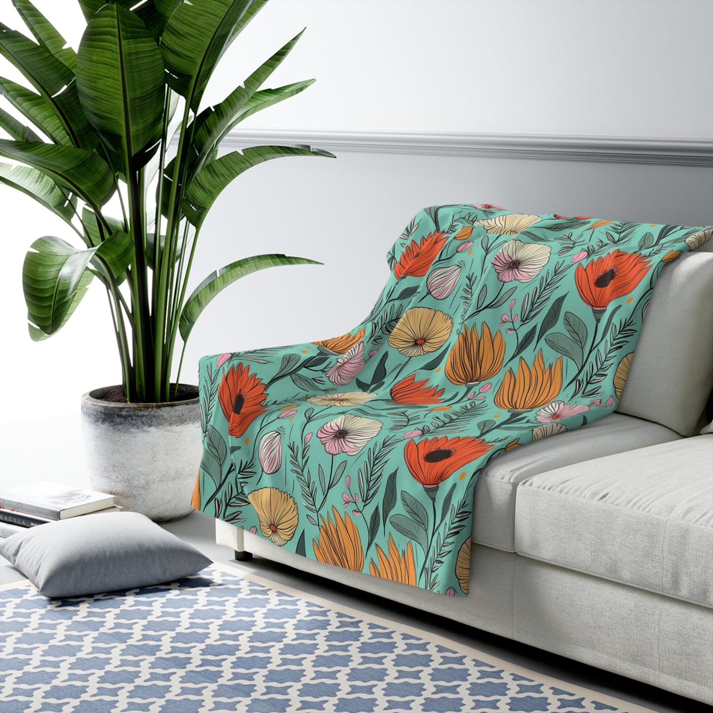 Vintage Floral Sherpa Fleece Blanket