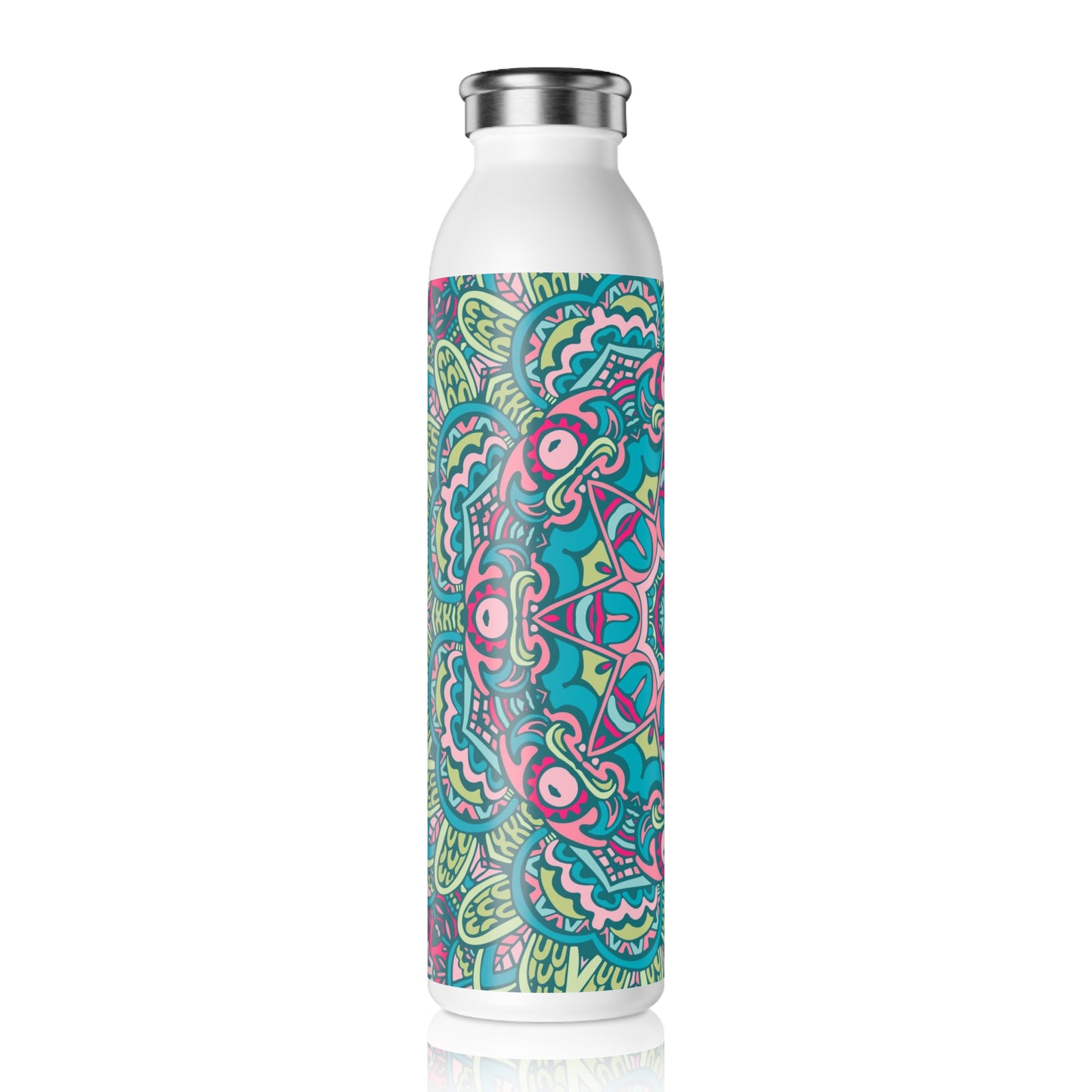 Green and Purple Mandala Slim Water Bottle