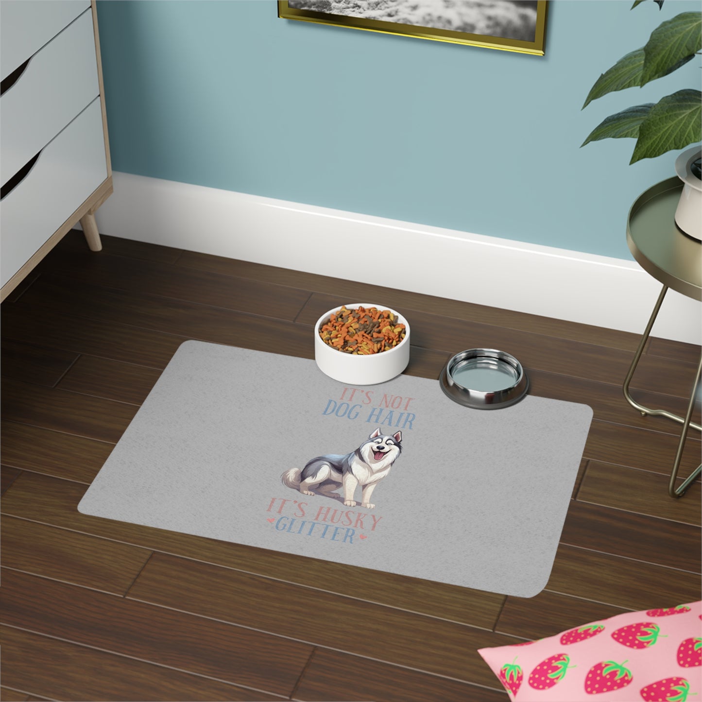 Husky Dogs It is Not Hair It Is Dog Glitter Pet Food Mat (12x18)
