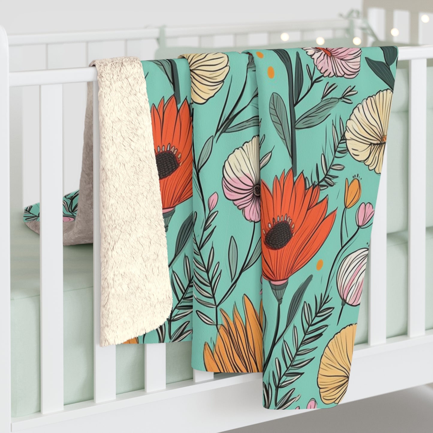 Vintage Floral Sherpa Fleece Blanket