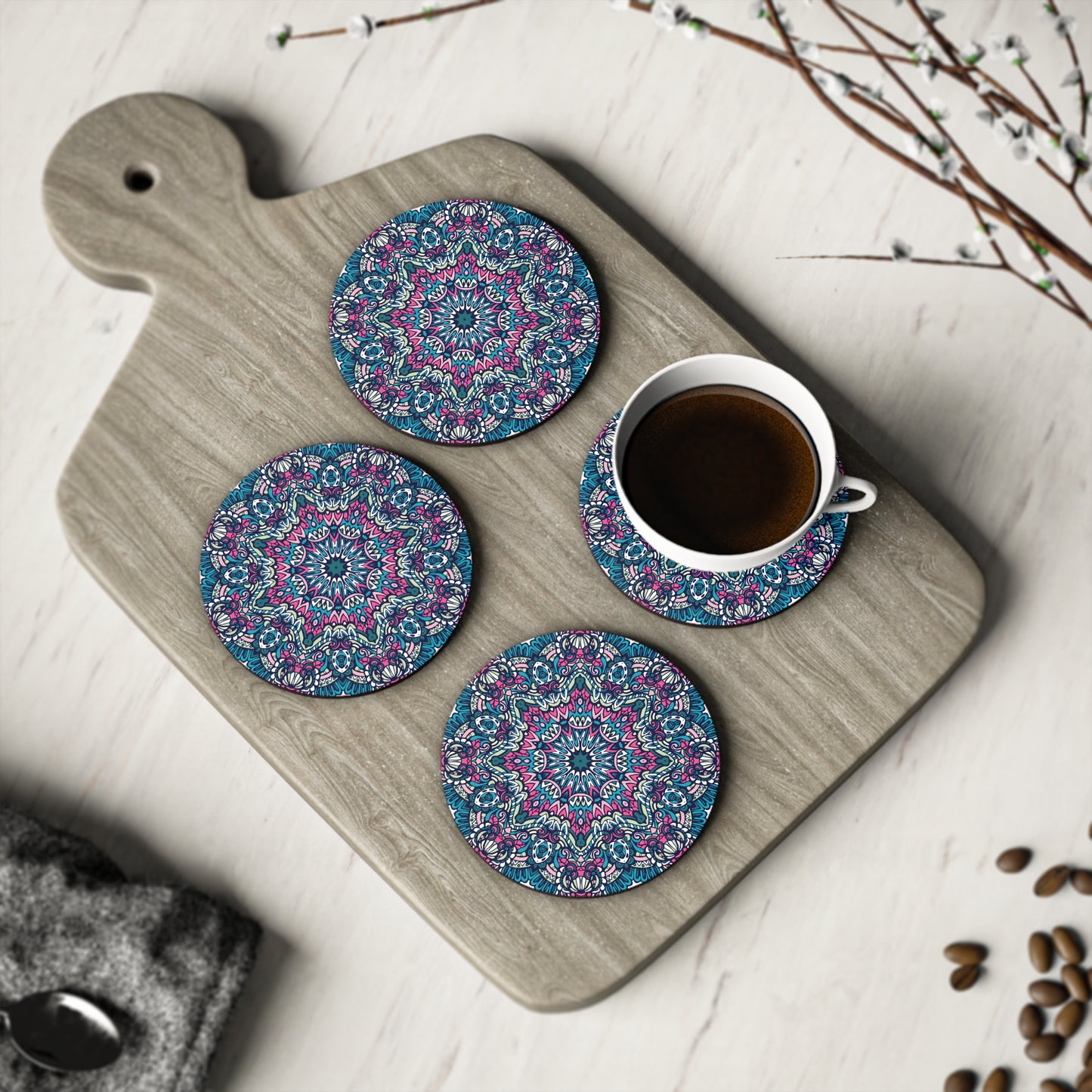 Deep Purple and Teal Coasters