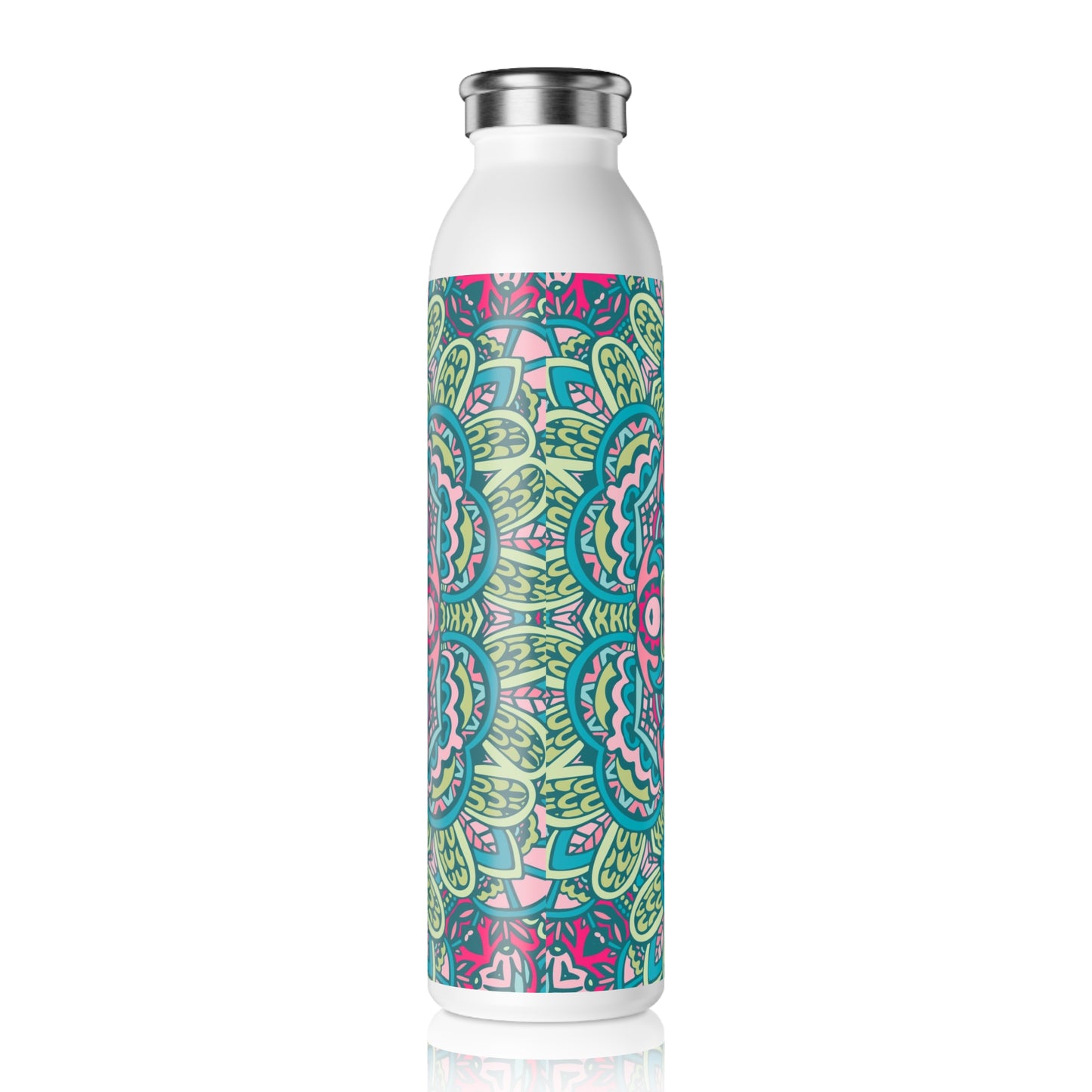 Green and Purple Mandala Slim Water Bottle