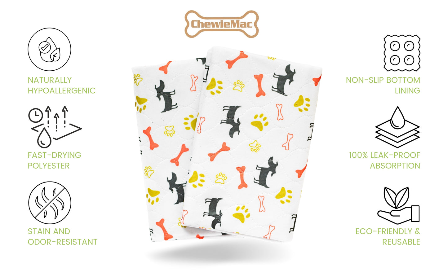 Premium Washable Reusable Pet Pee Pads | Large House Training Mats 28 inches x 31 inches