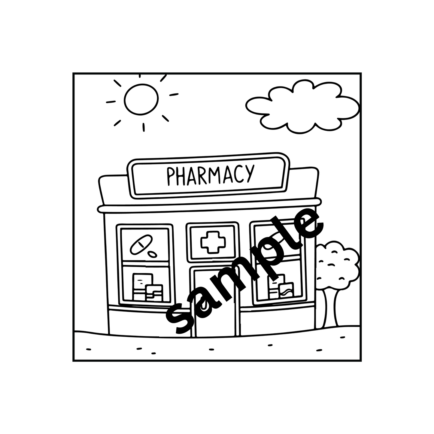 Cute Storefronts Coloring Book | 45 Bold Easy Designs Thick Line Colouring Sheets Kids Teens Adults | Printable Instant PDF Digital Download