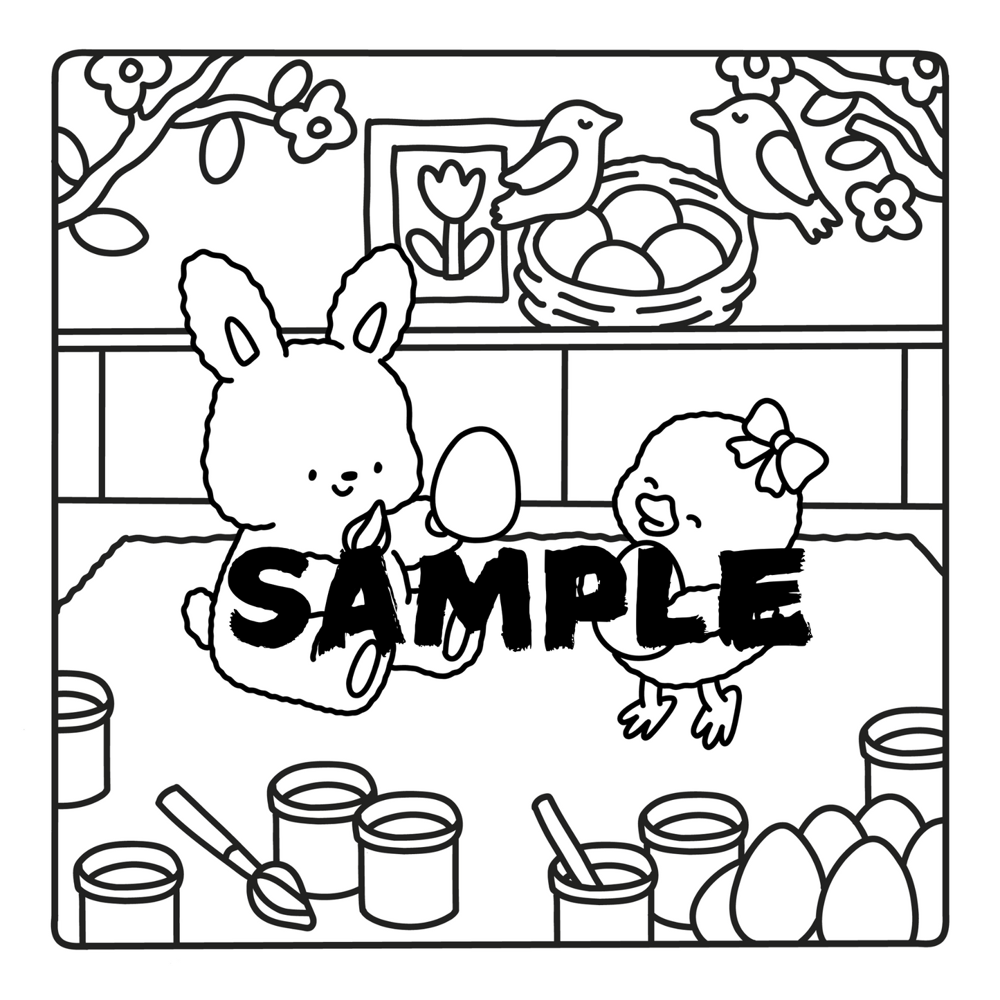 Bold and Easy Cozy Easter Spring Coloring Book | 30 Adorable Animal Friends HandDrawn Coloring Pages
