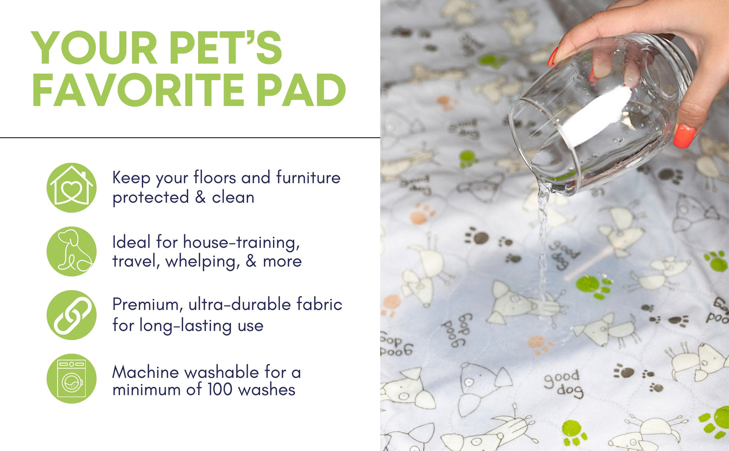 ChewieMac® Washable Reusable Pet Training Pads, Large 28 in x 31 in, Grey