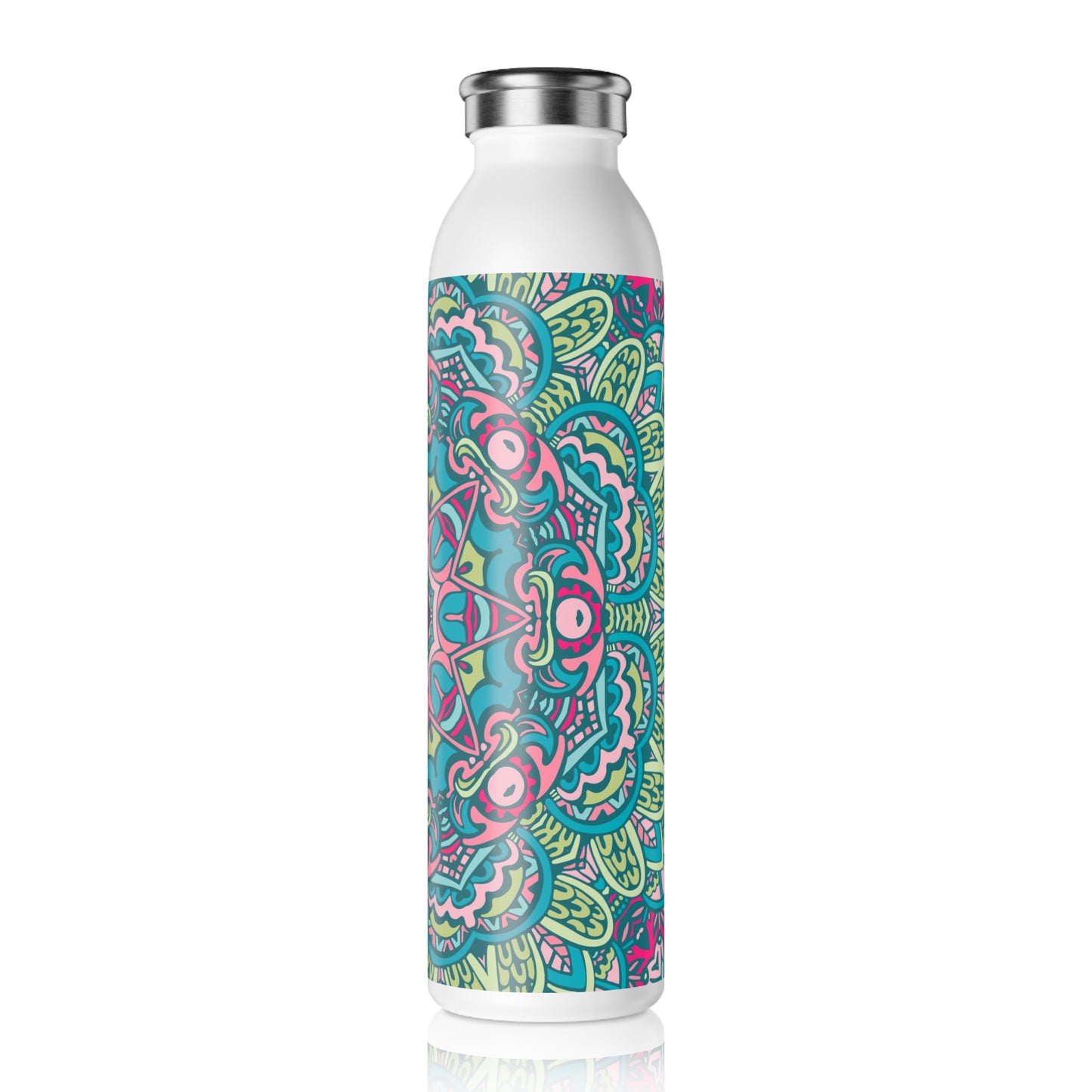 Green and Purple Mandala Slim Water Bottle