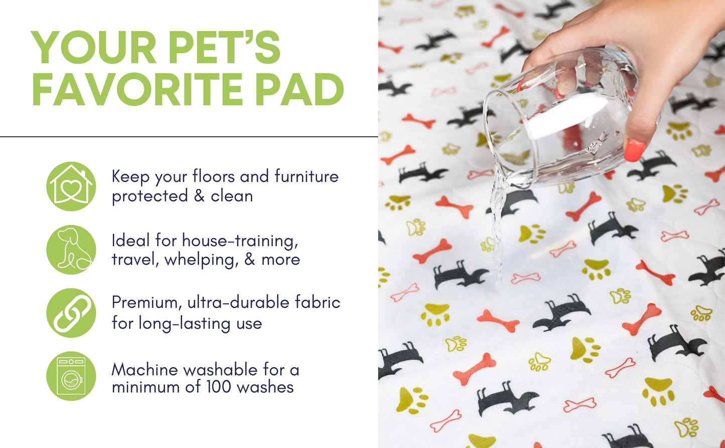 Premium Washable Reusable Pet Pee Pads | Large House Training Mats 28 inches x 31 inches