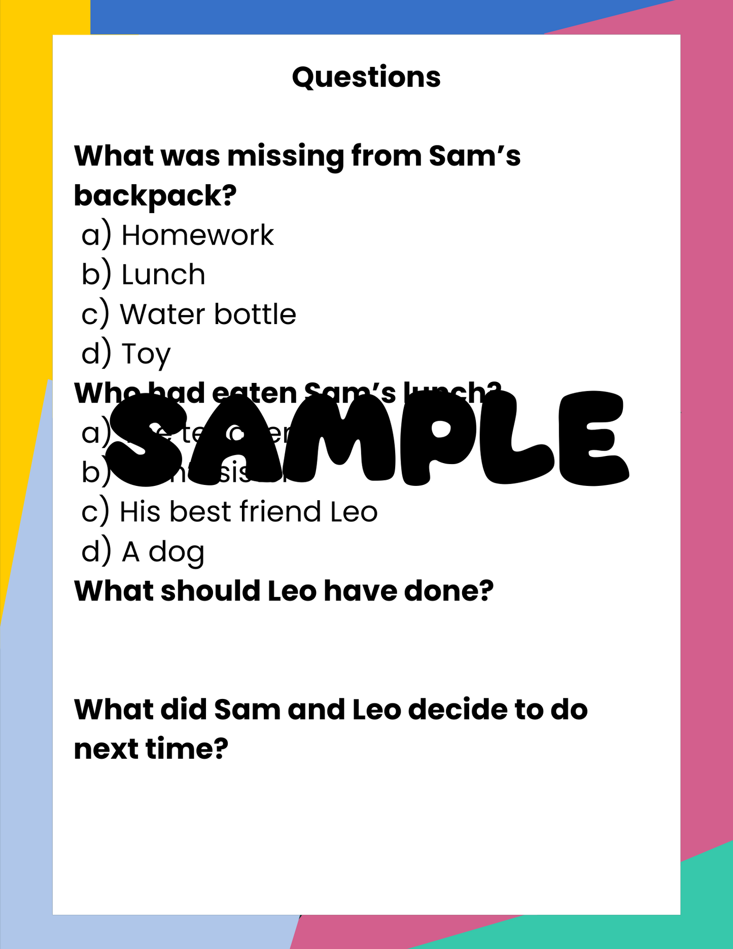 Reading Comprehension Workbook 3rd Grade | 20 Instant PDF Printable Worksheet Early Readers Creative Writing Worksheets Fun Engaging