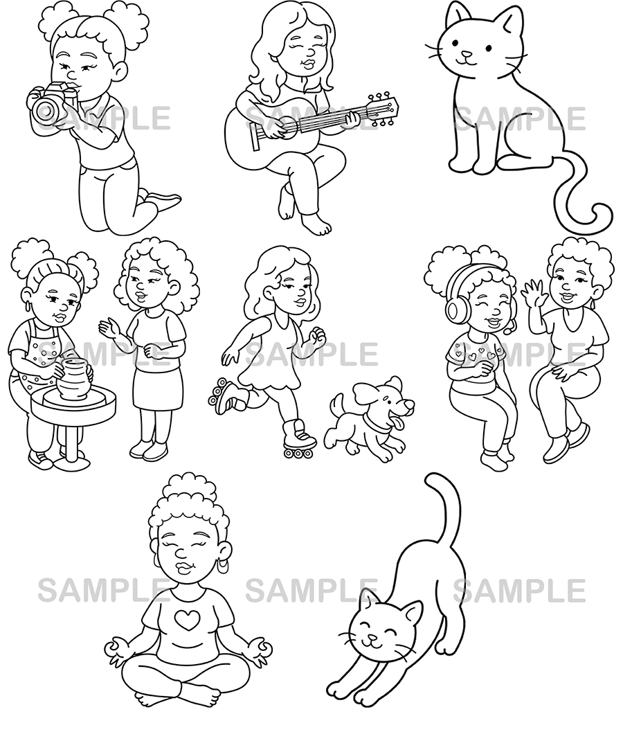 Cozy Moments DFY Graphics Coloring Pack, HandDrawn PLR Designs