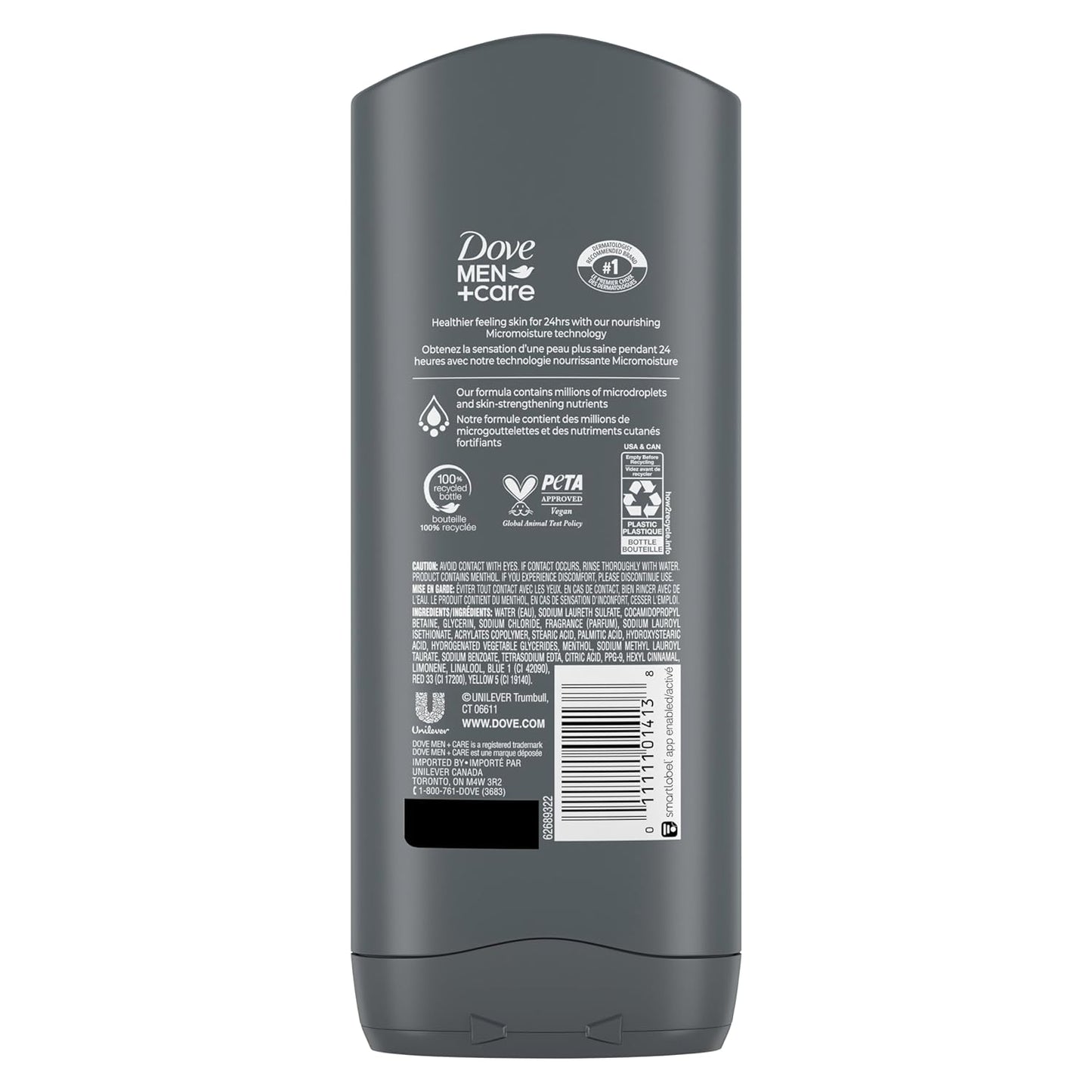 Dove Men+Care Micro Moisture Body and Face Wash, Fresh, 13.5 fl oz
