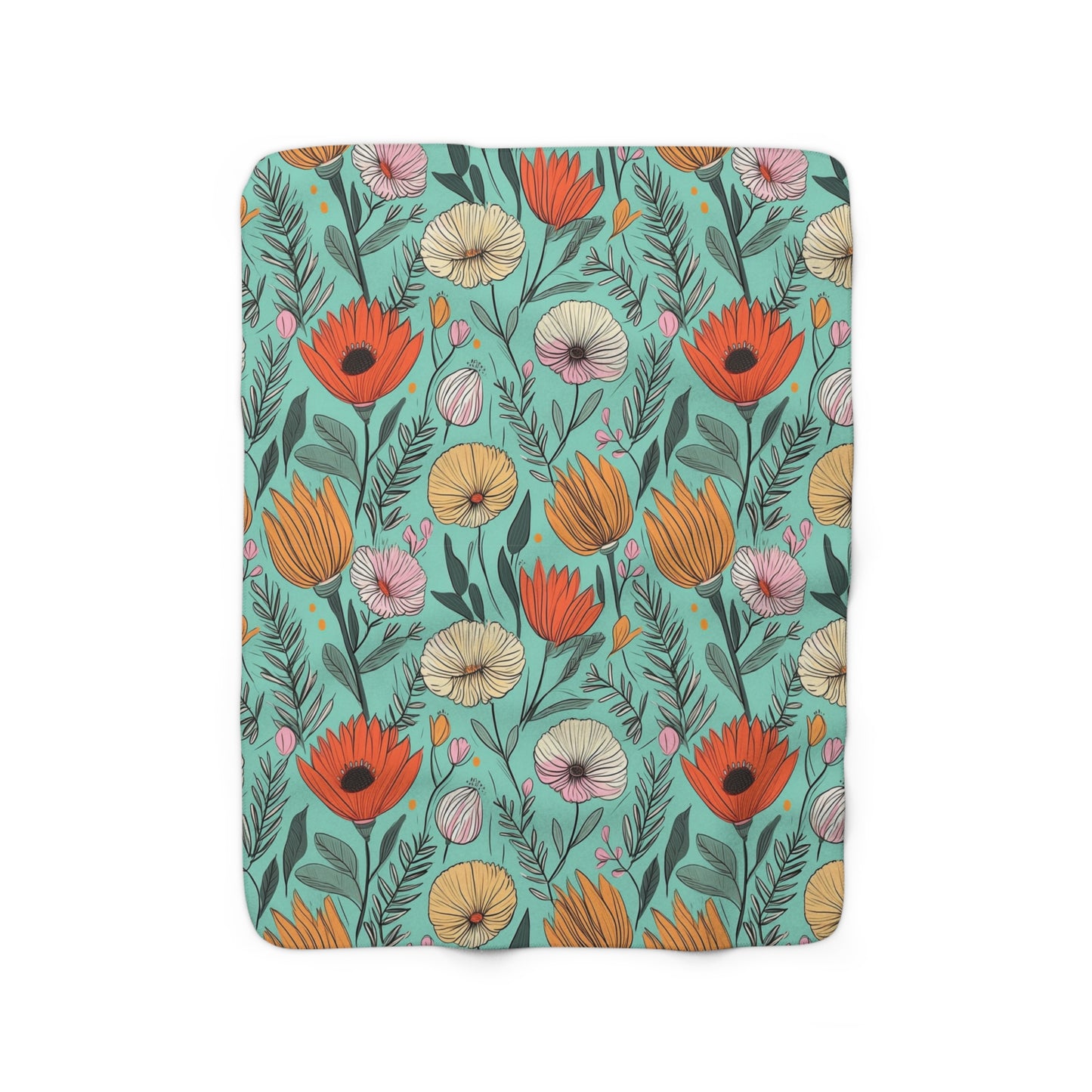 Vintage Floral Sherpa Fleece Blanket