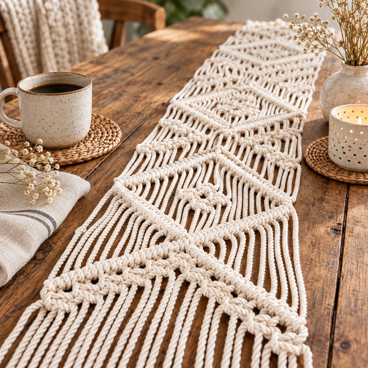 Handmade Boho Table Runner Macrame | Unique Home Decor