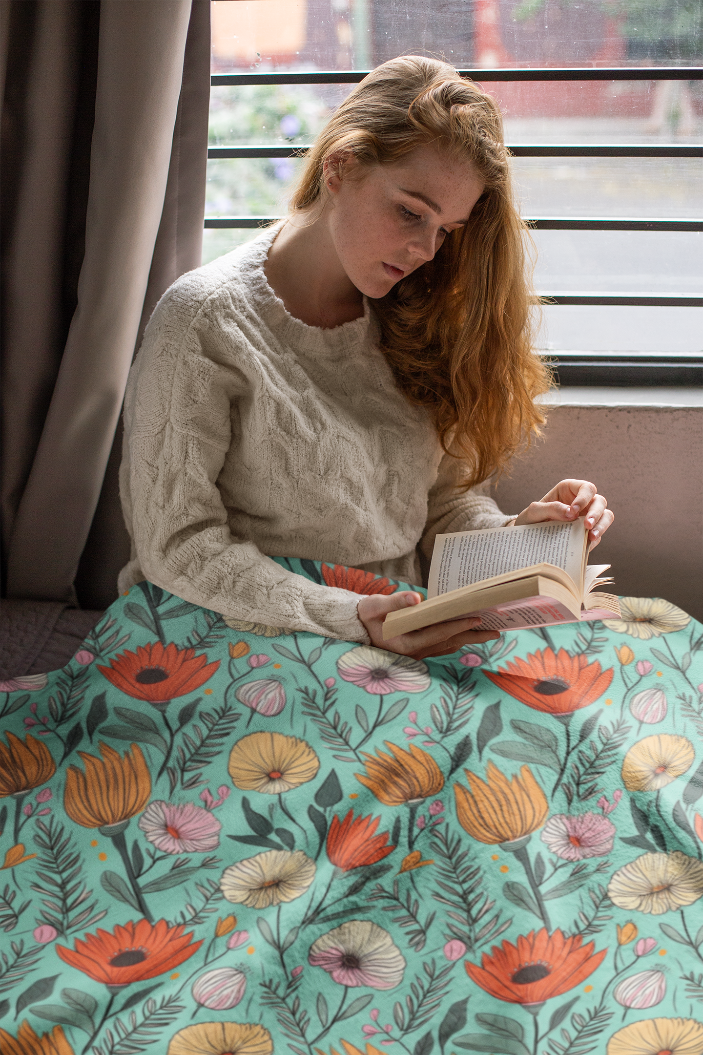 Vintage Floral Sherpa Fleece Blanket