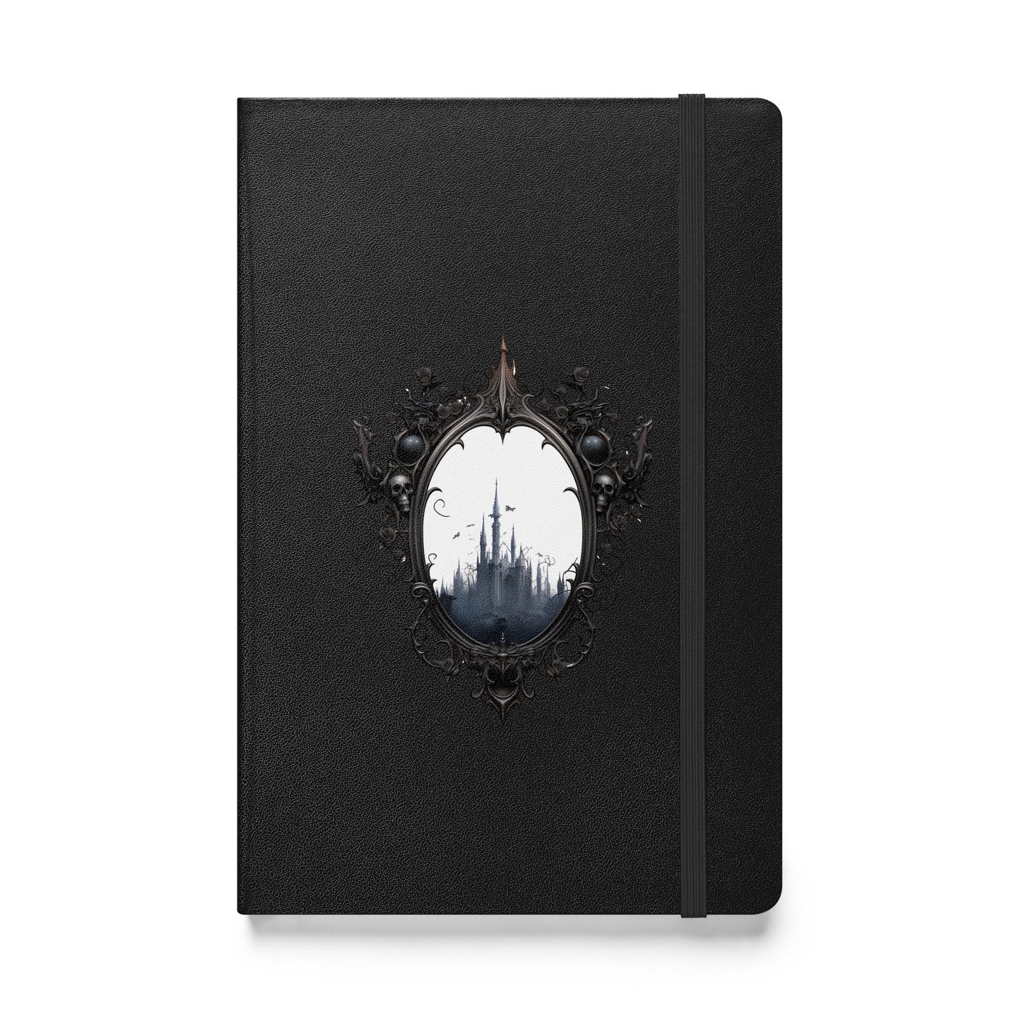 Gothic mirror hardcover journal with black bound cover and 80 lined pages for writers and creative journaling CMH Goods