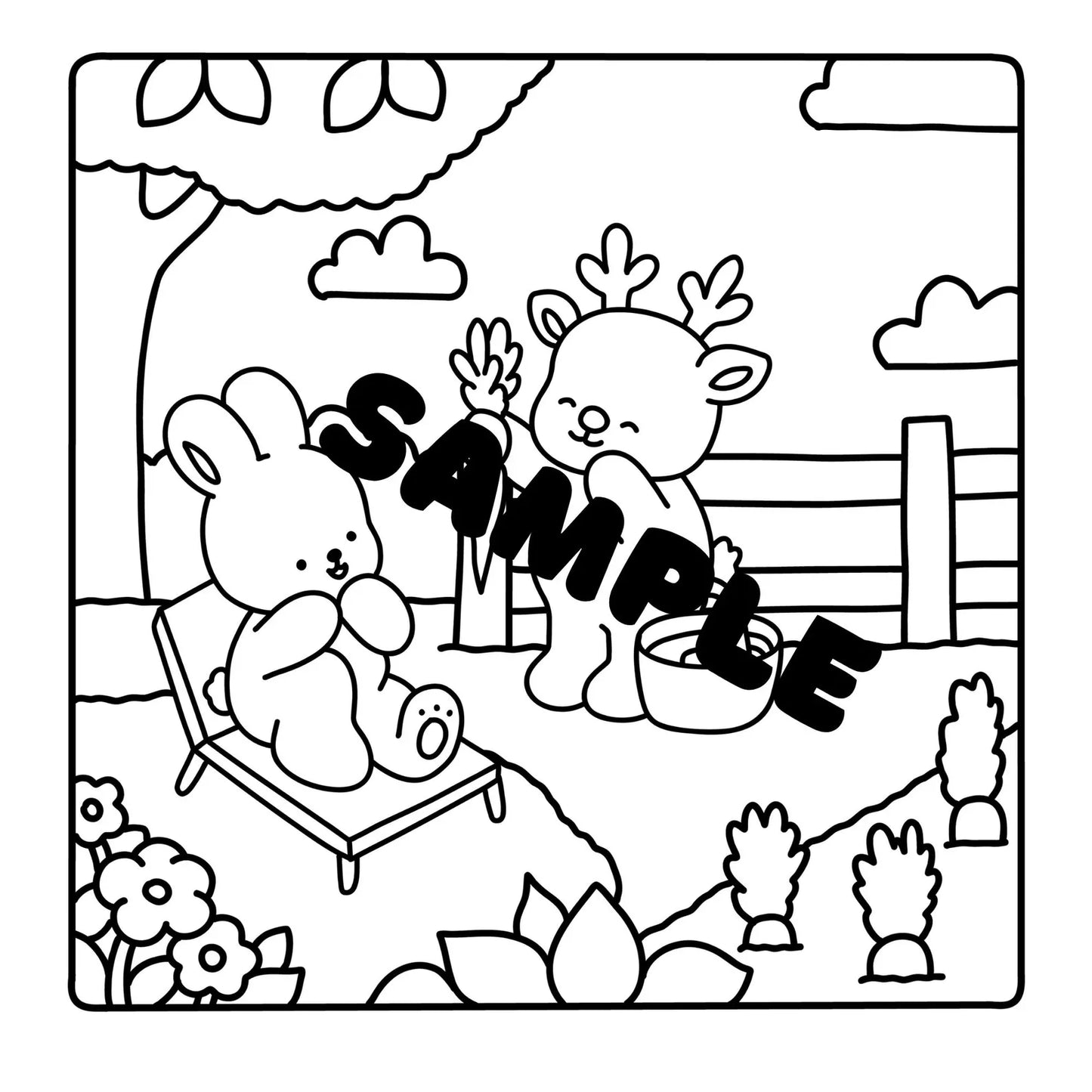 Bold and Easy Cozy Friends Coloring Book | 31 Adorable Cozy Hand Drawn Coloring Page Designs | Printable PDF Digital Download