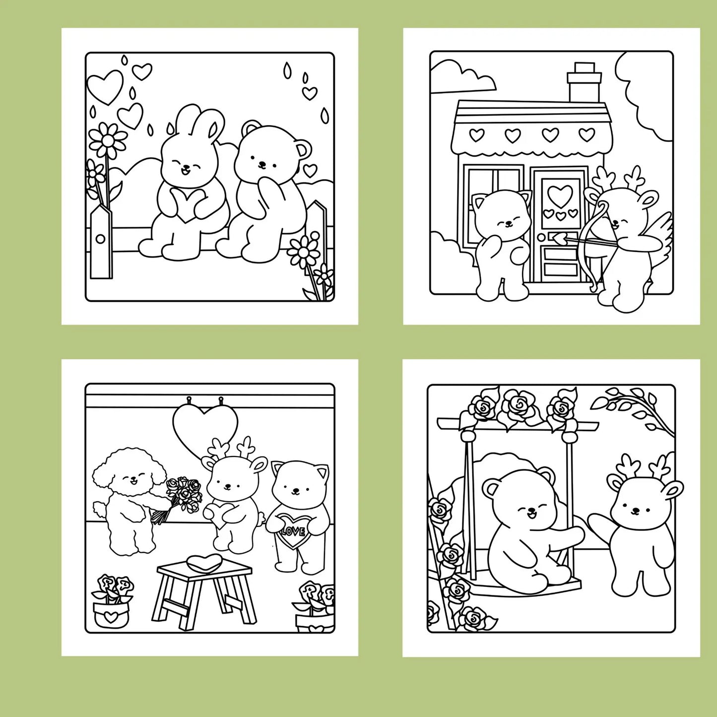 Bold and Easy Fluffy Cozy Friends Coloring Book | 32 Adorable Coloring Pages of Love Happiness Friendship | Printable PDF Digital Download