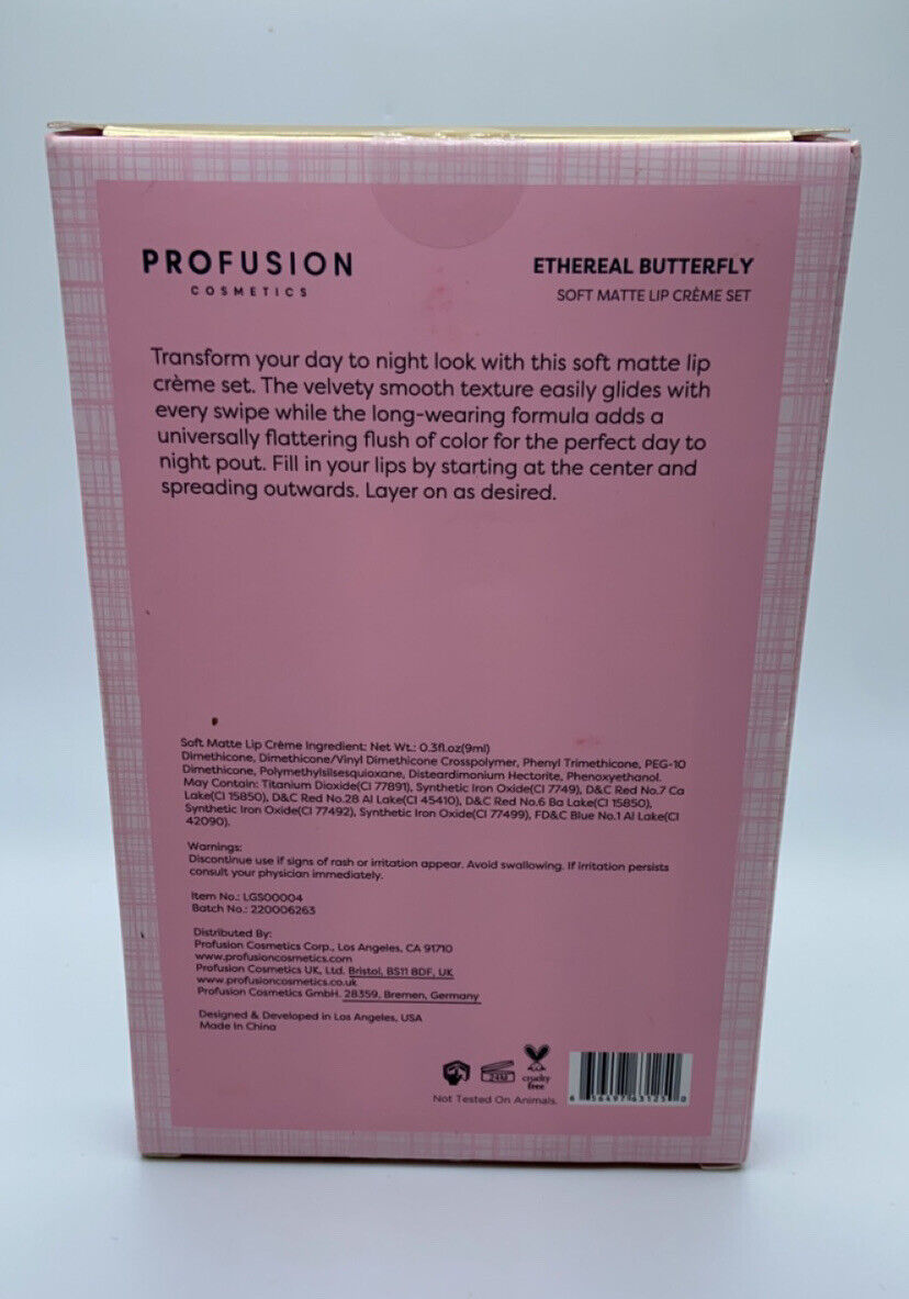 Profusion Cosmetics Ethereal Butterfly Soft Matte Lip Creme Set Of 3 Lip Colors