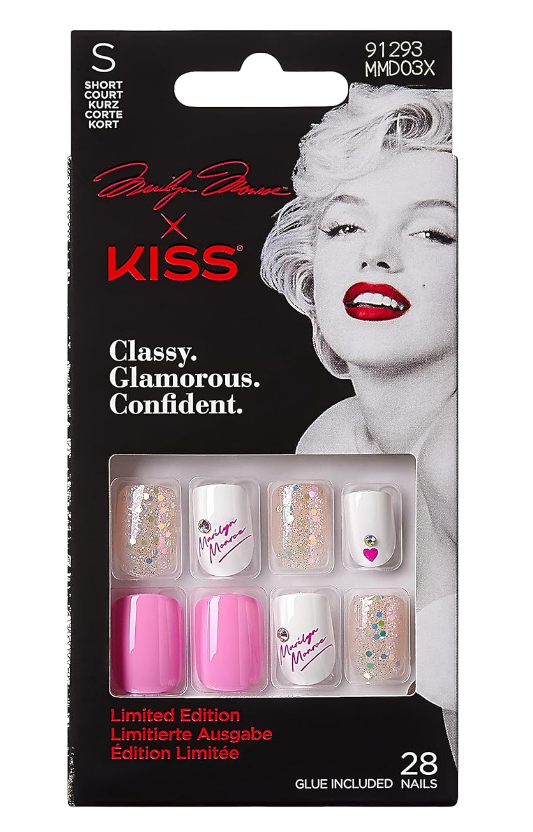 KISS Marilyn Monroe Nails, Artificial Short Squared Glue On Nails 91293