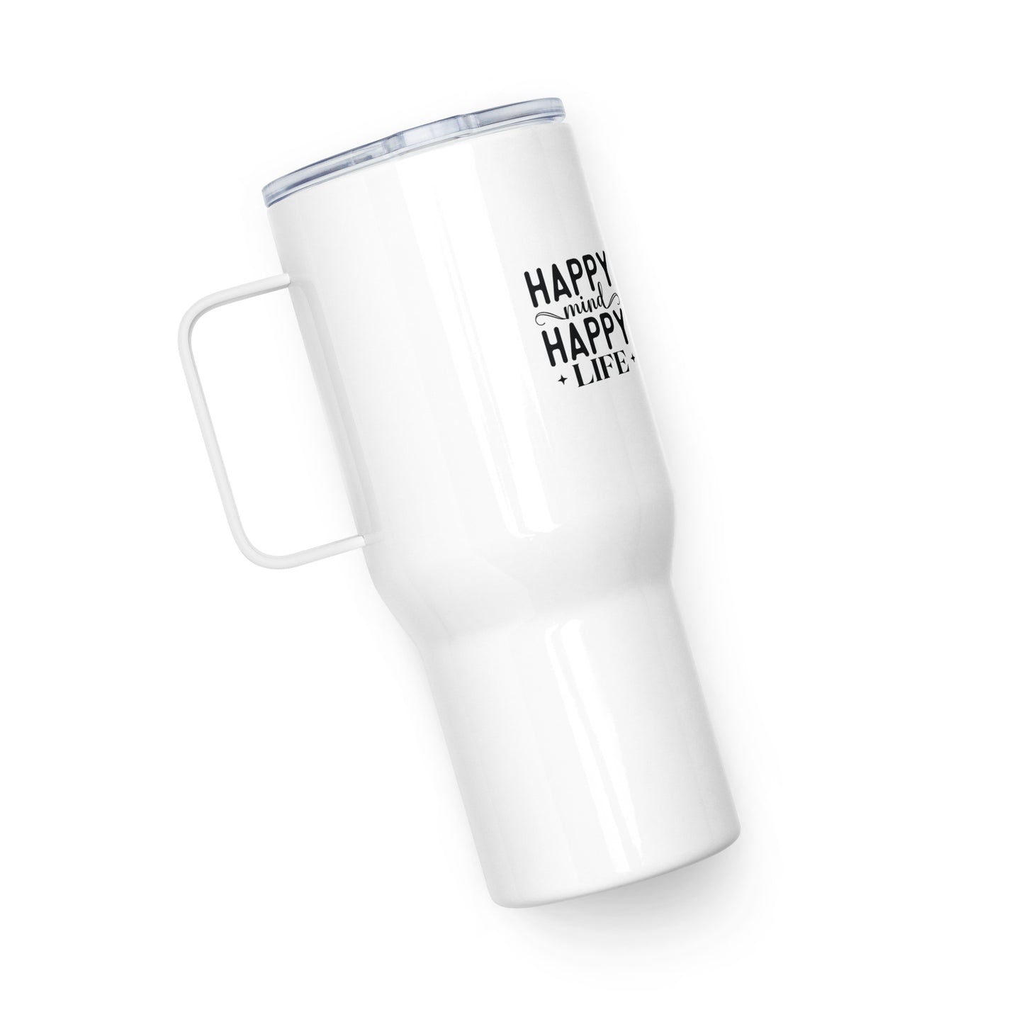 Happy Mind Travel Mug with a handle