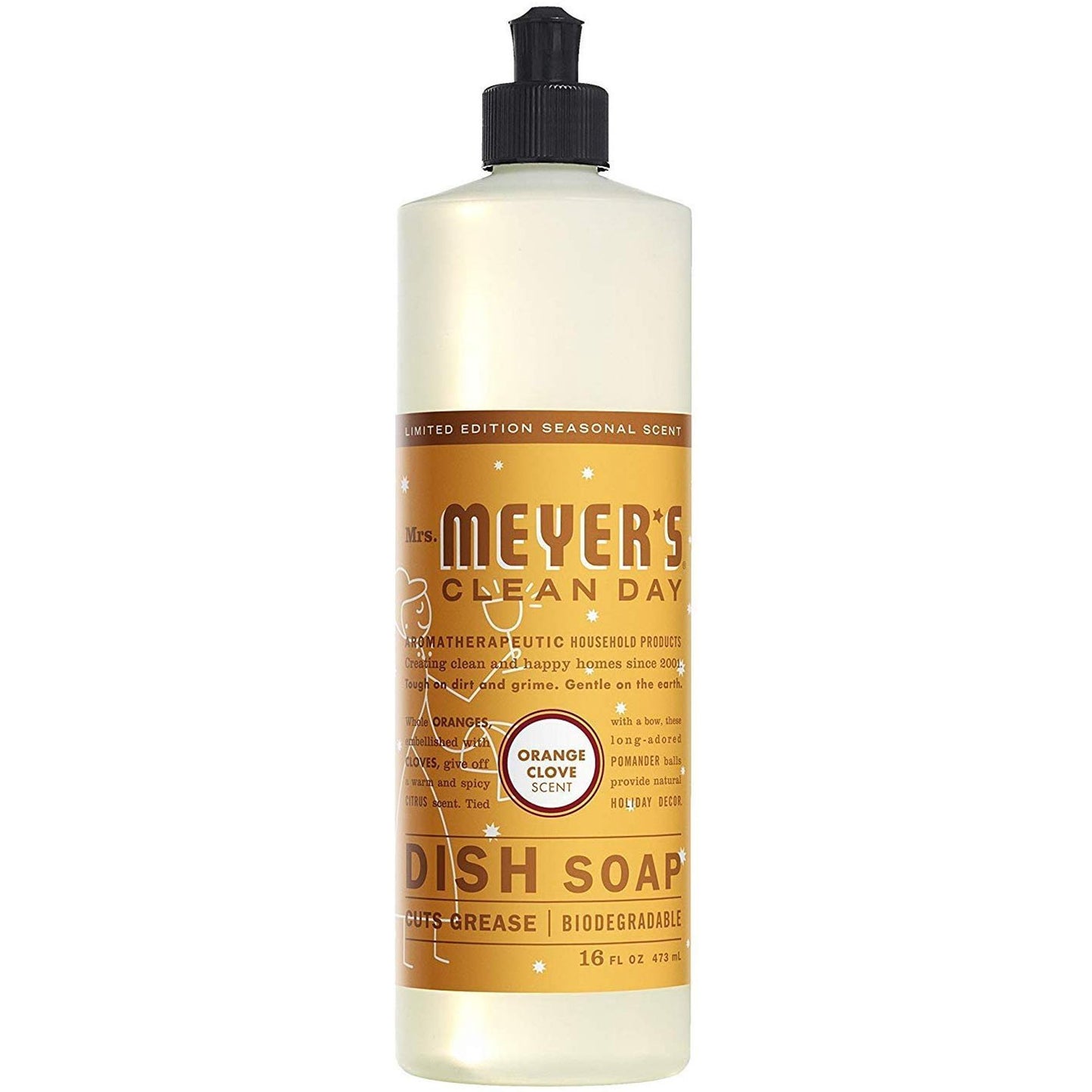 Mrs. Meyer's Clean Day Liquid Dish Soap, Orange Clove Scent, 16 Fl Oz, 3 Pack