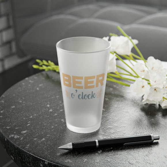 Beer O'Clock Frosted Pint Glass, 16oz