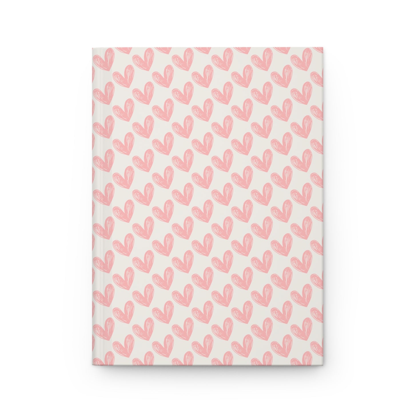 Pink Watercolor Hearts Hardcover Journal — Cute Pattern Notebook for Valentine’s, Gift, & Daily Notes