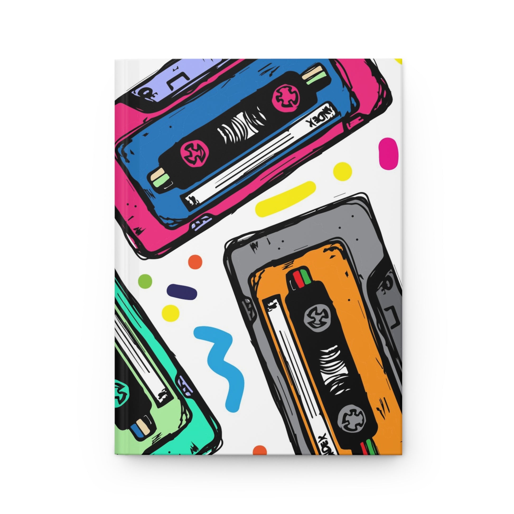 Retro cassette tape spiral notebook with ruled pages