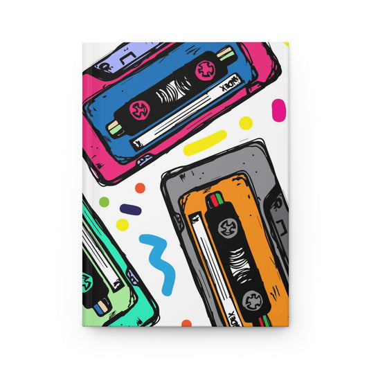 Retro cassette tape spiral notebook with ruled pages