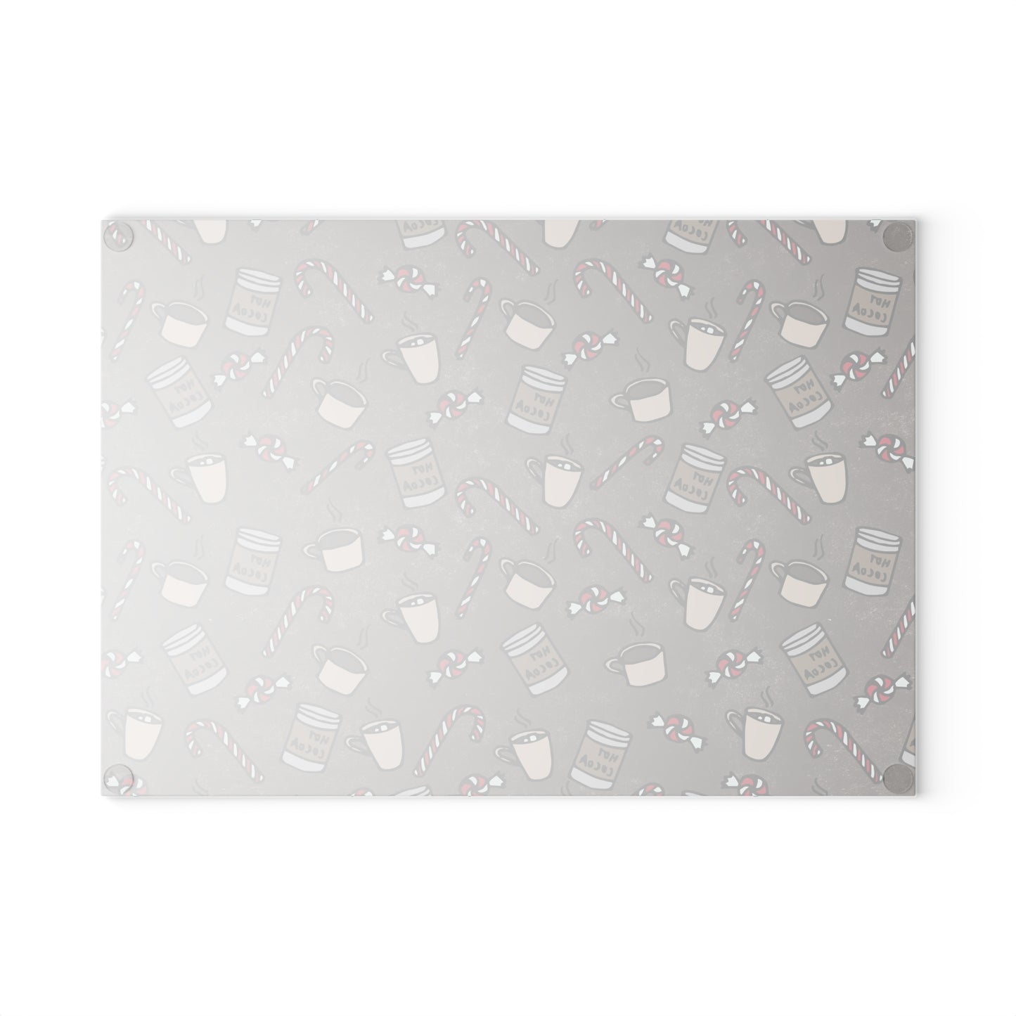Holiday Cocoa & Candy Cane Glass Cutting Board — Festive Kitchen Decor