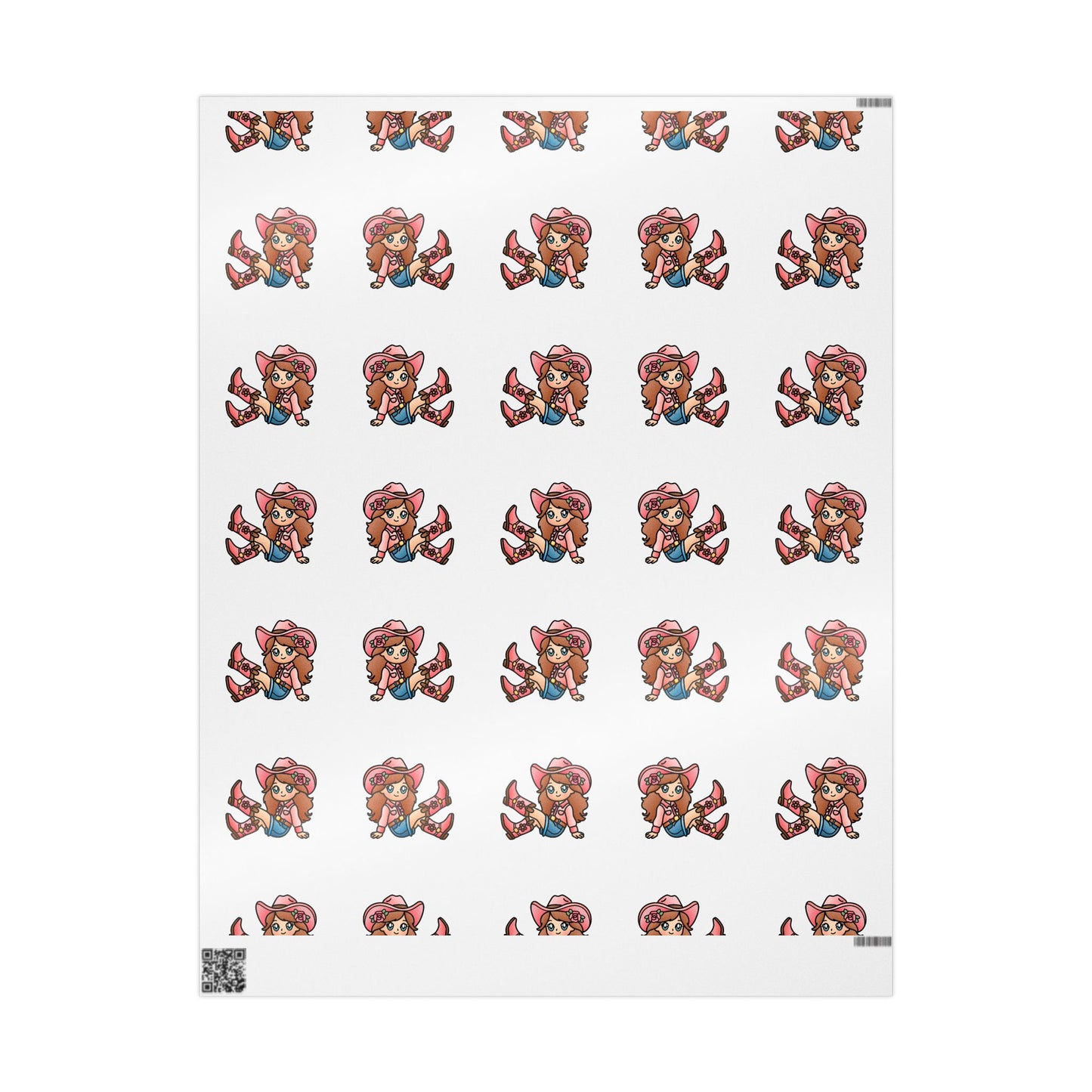 Cowgirl Cartoon Wrapping Paper Roll — Cute Rodeo Gift Wrap for Kids & Western Parties