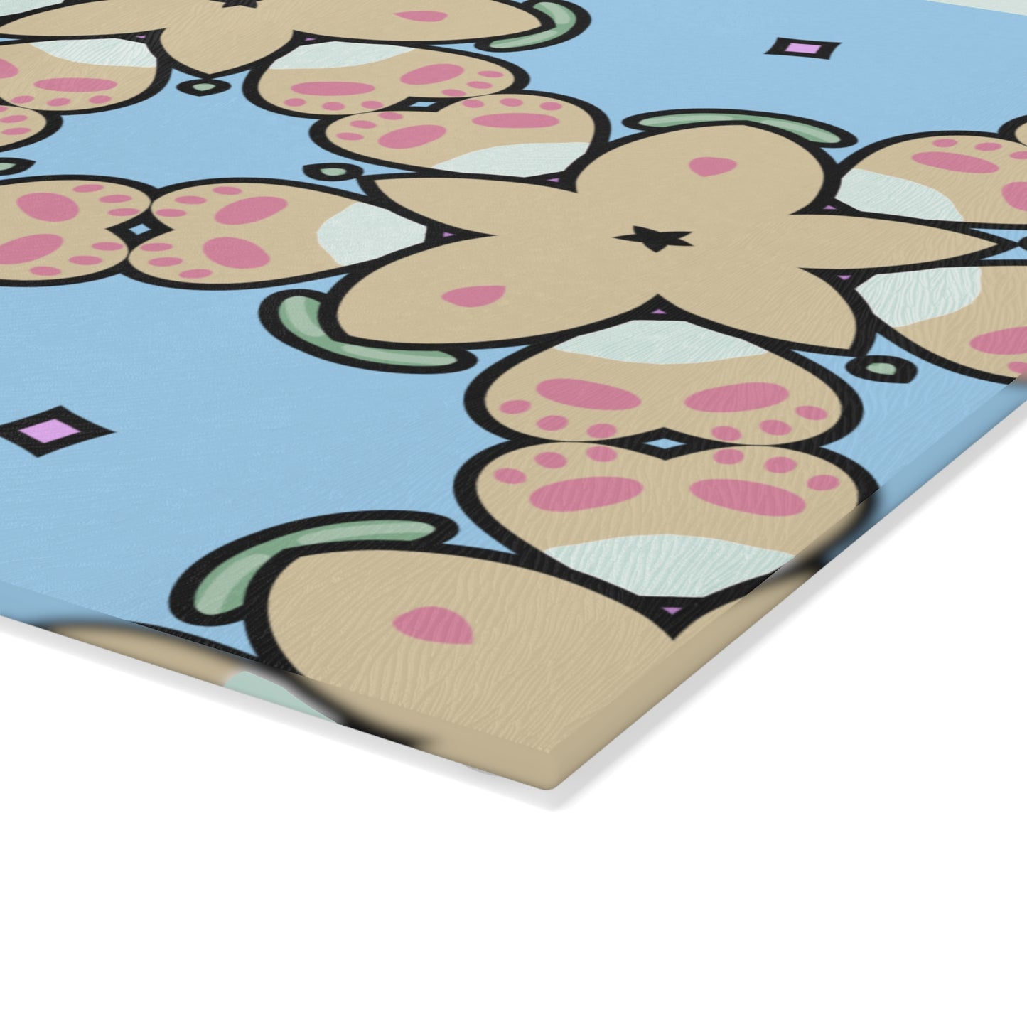 Glass Cutting Board — Pastel Floral Kaleidoscope Kitchen Board