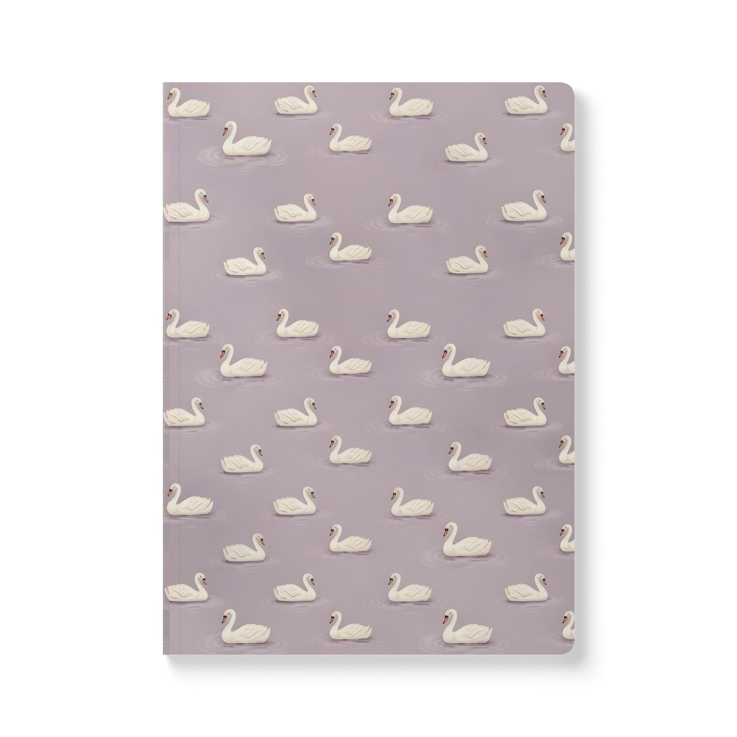 Swan Pattern Softcover Journal — Lavender Swan Notebook for Notes & Journaling