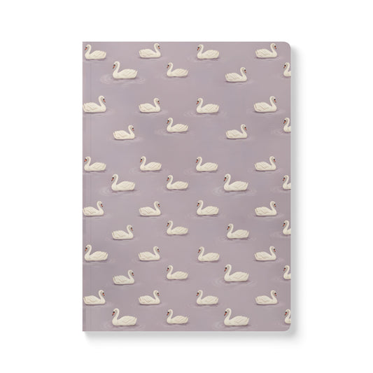 Swan Pattern Softcover Journal — Lavender Swan Notebook for Notes & Journaling