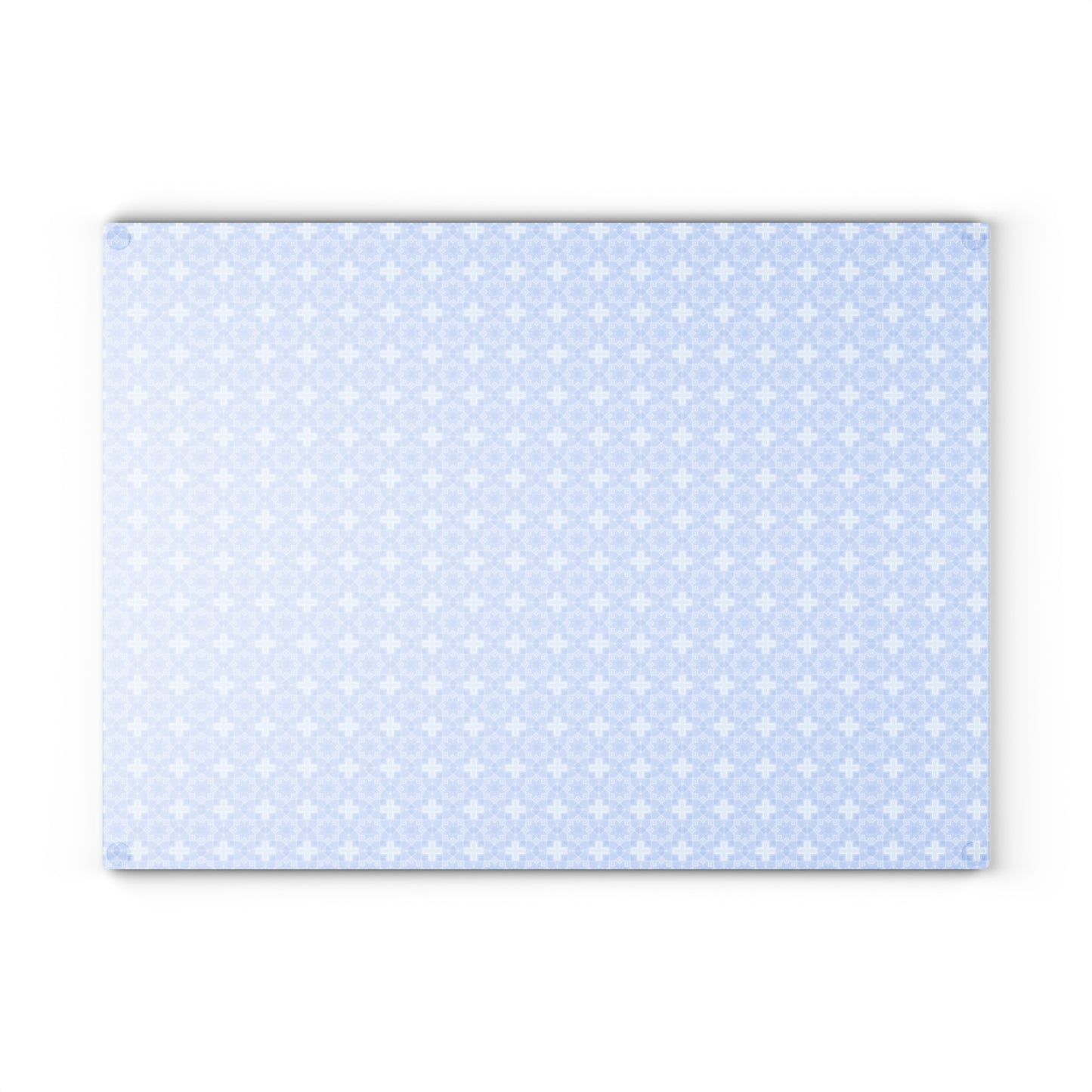 Blue Geometric Glass Cutting Board — Non-Slip Tempered Glass Chopping Board
