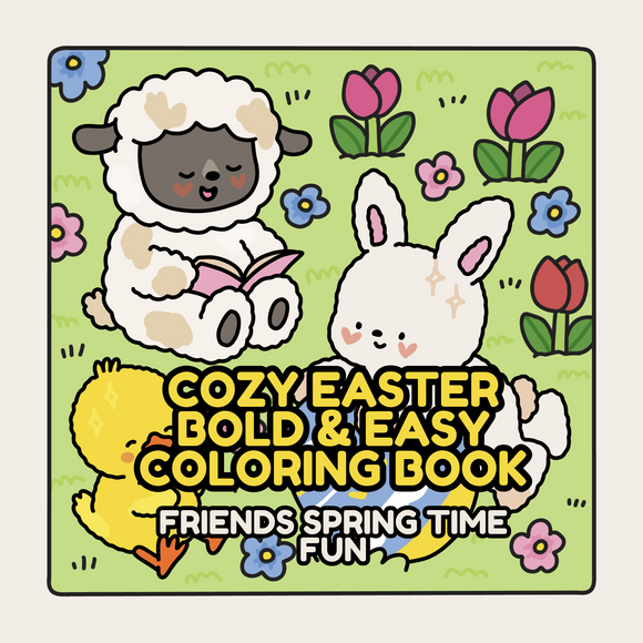 Bold and Easy Cozy Easter Spring Coloring Book | 30 Adorable Animal Friends HandDrawn Coloring Pages