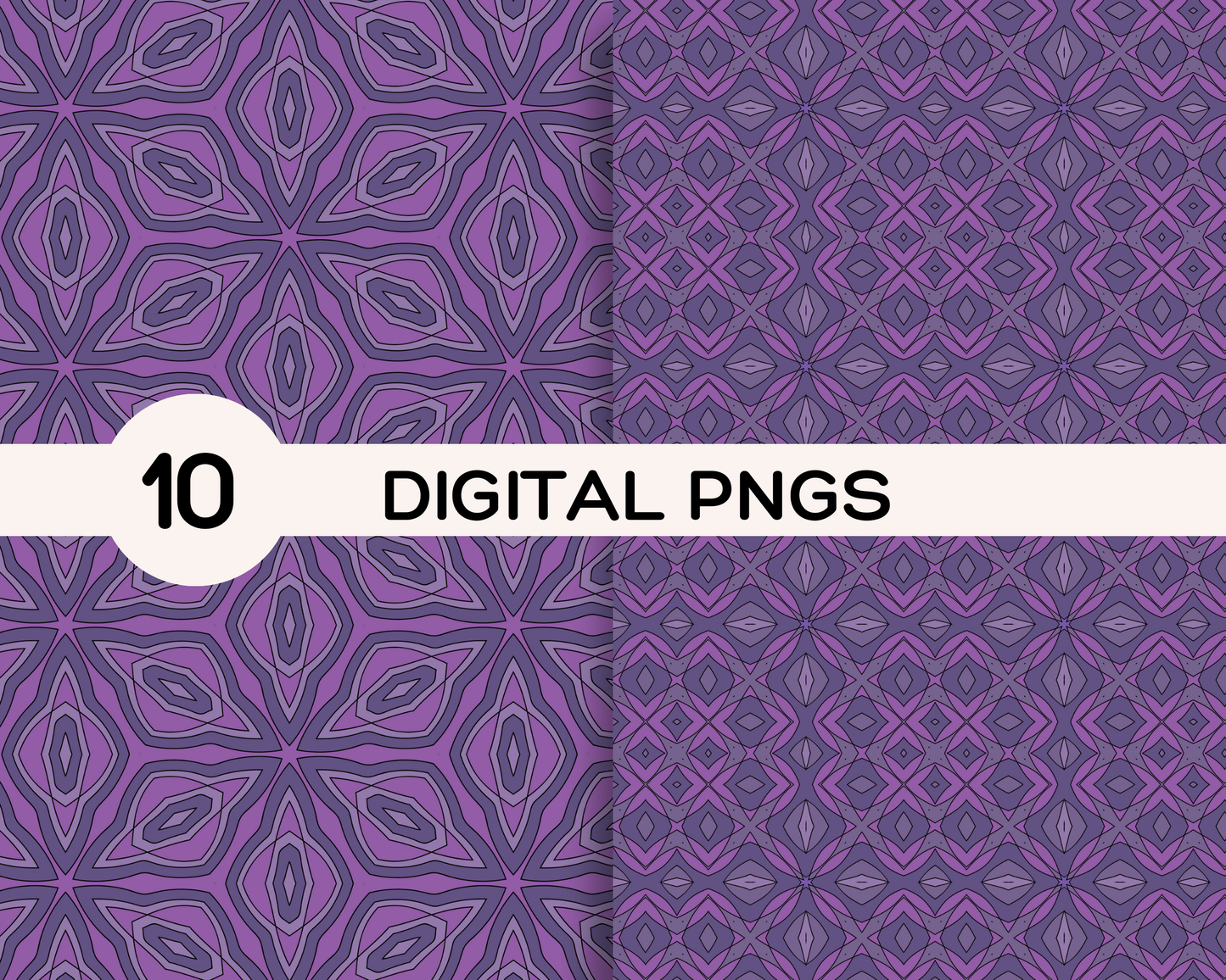 Purple Lovers Vibrant Digital Paper: 10 Seamless Soothing Purple Patterns