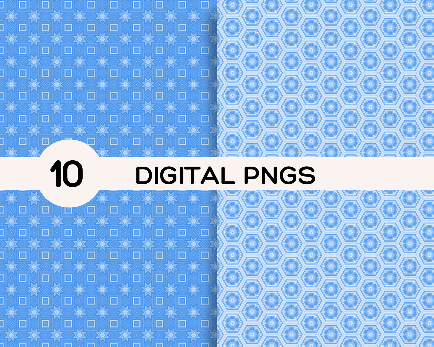 Portugal Blue Tiles Digital Paper Patterns, 10 Seamless Patterns with Commercial License