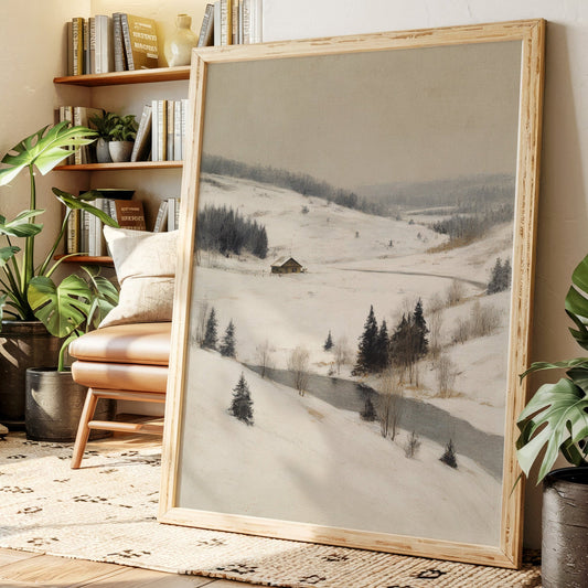 A Cabin Stands Amidst Winter's Embrace
