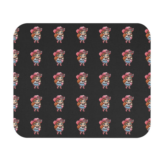 Cute Kawaii Girl Pattern Mouse Pad — Pink Hat Chibi Desk Mat