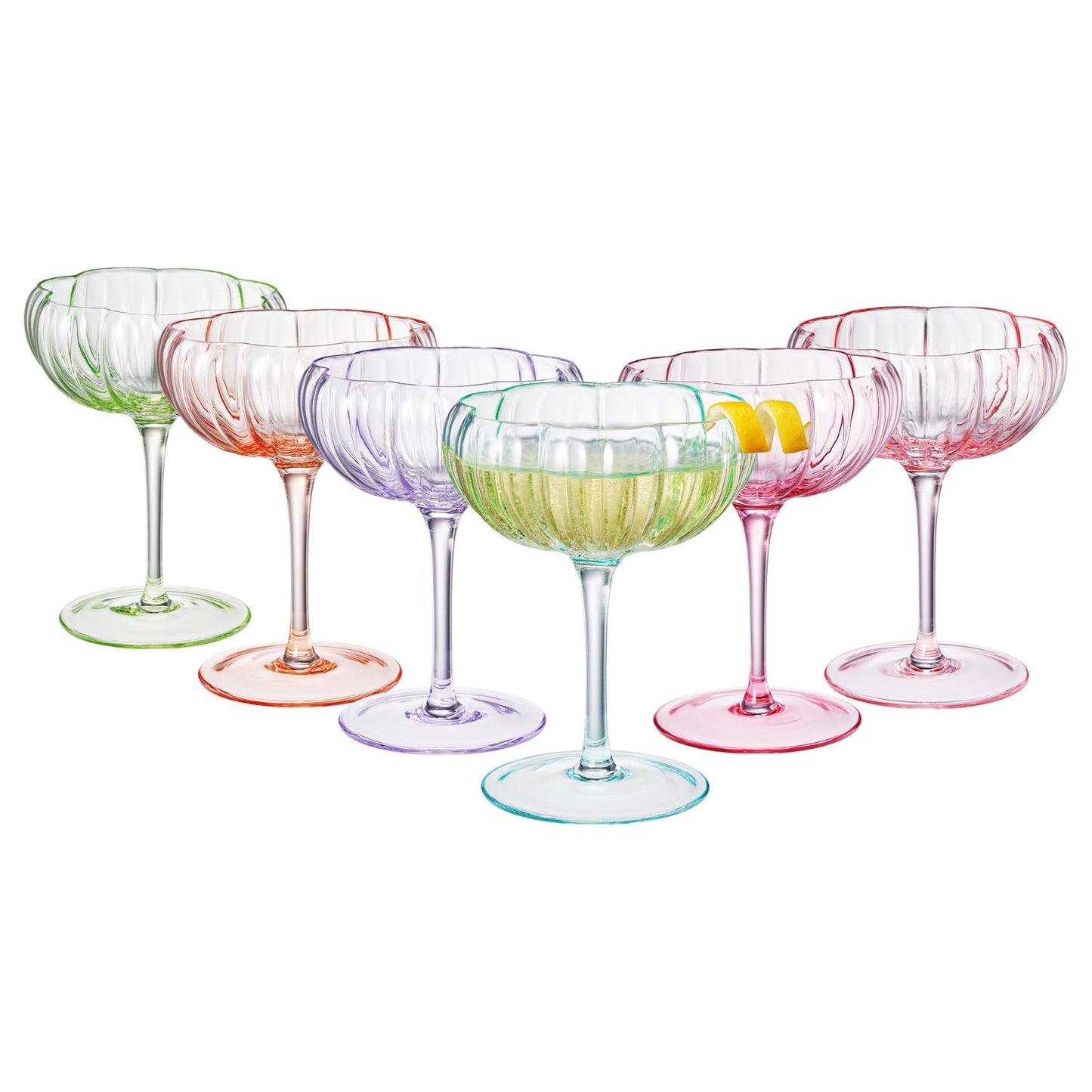 Set of colorful cocktail glasses on a white background CMH Goods