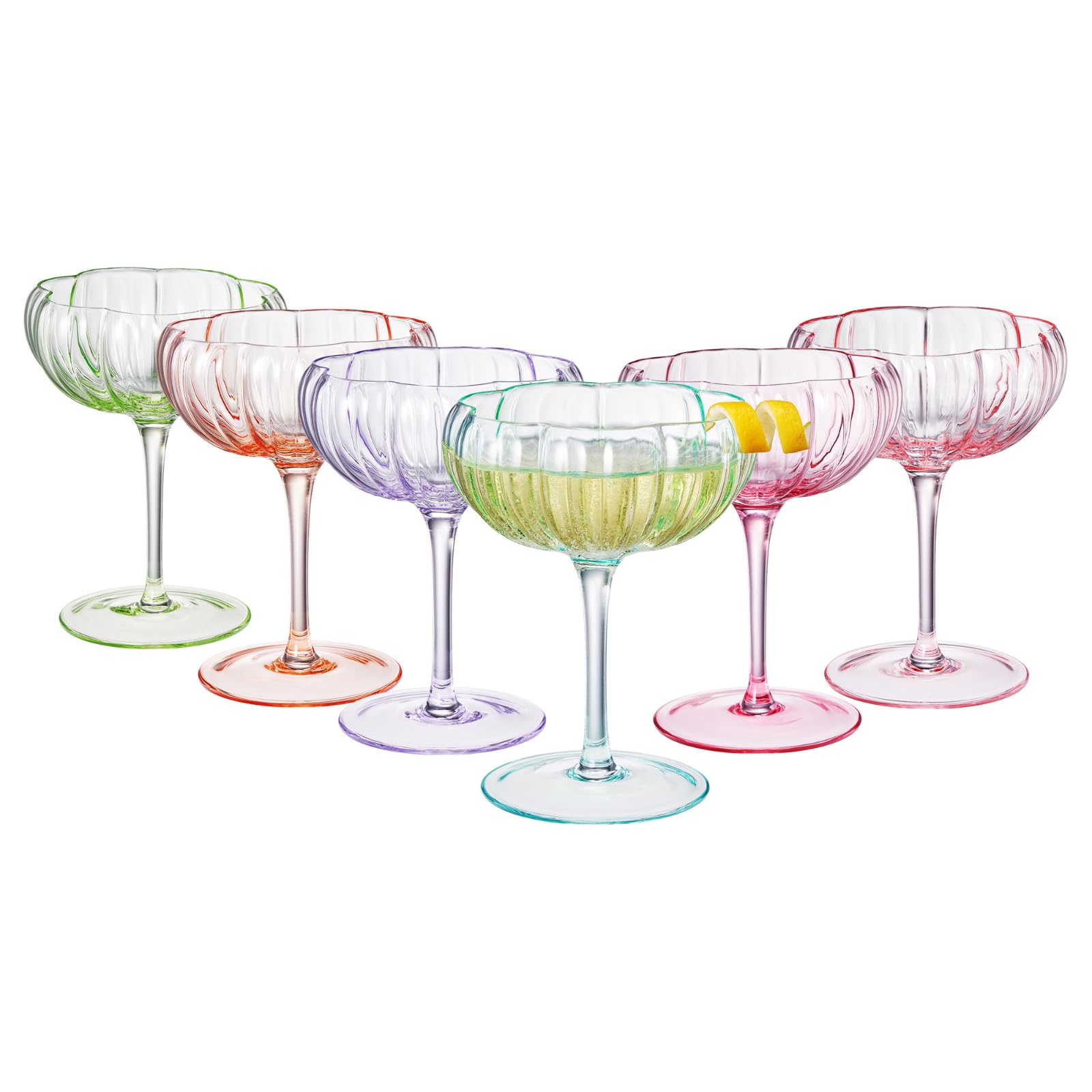 Set of colorful cocktail glasses on a white background CMH Goods