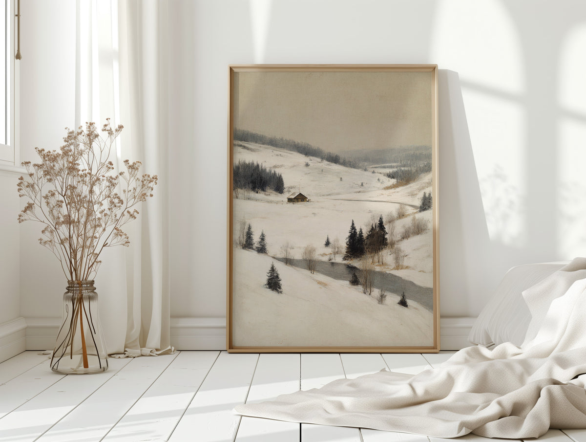A Cabin Stands Amidst Winter's Embrace