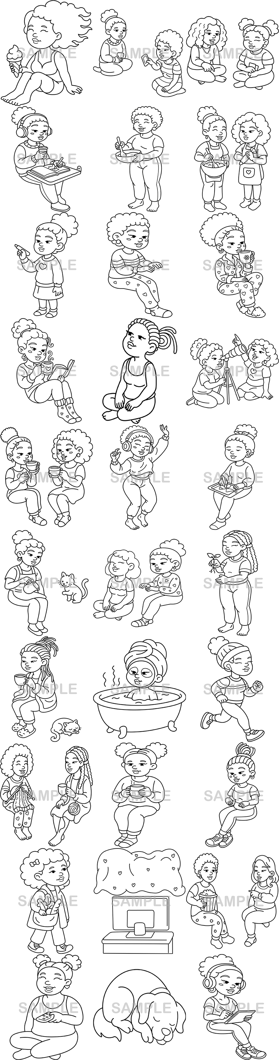 Cozy Moments DFY Graphics Coloring Pack, HandDrawn PLR Designs