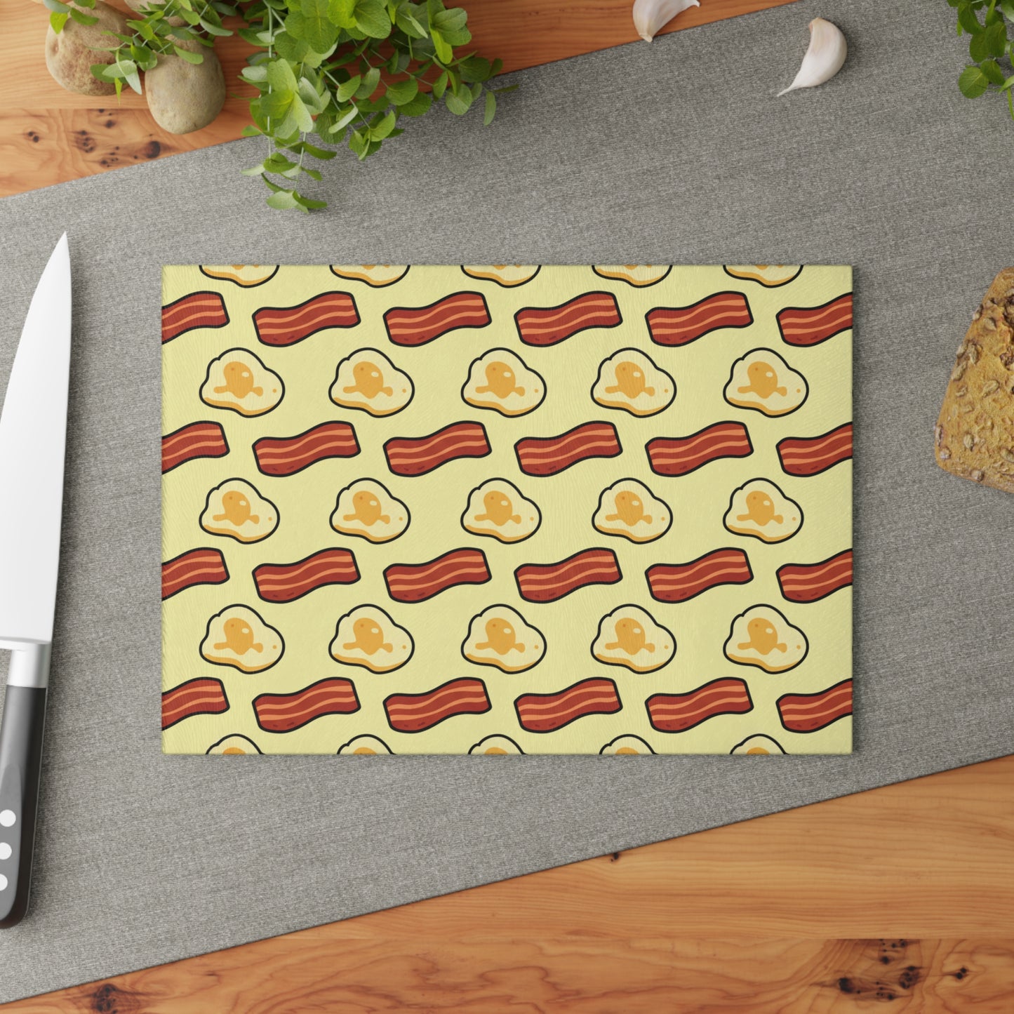 Glass Cutting Board — Bacon & Eggs Patterned Kitchen Board