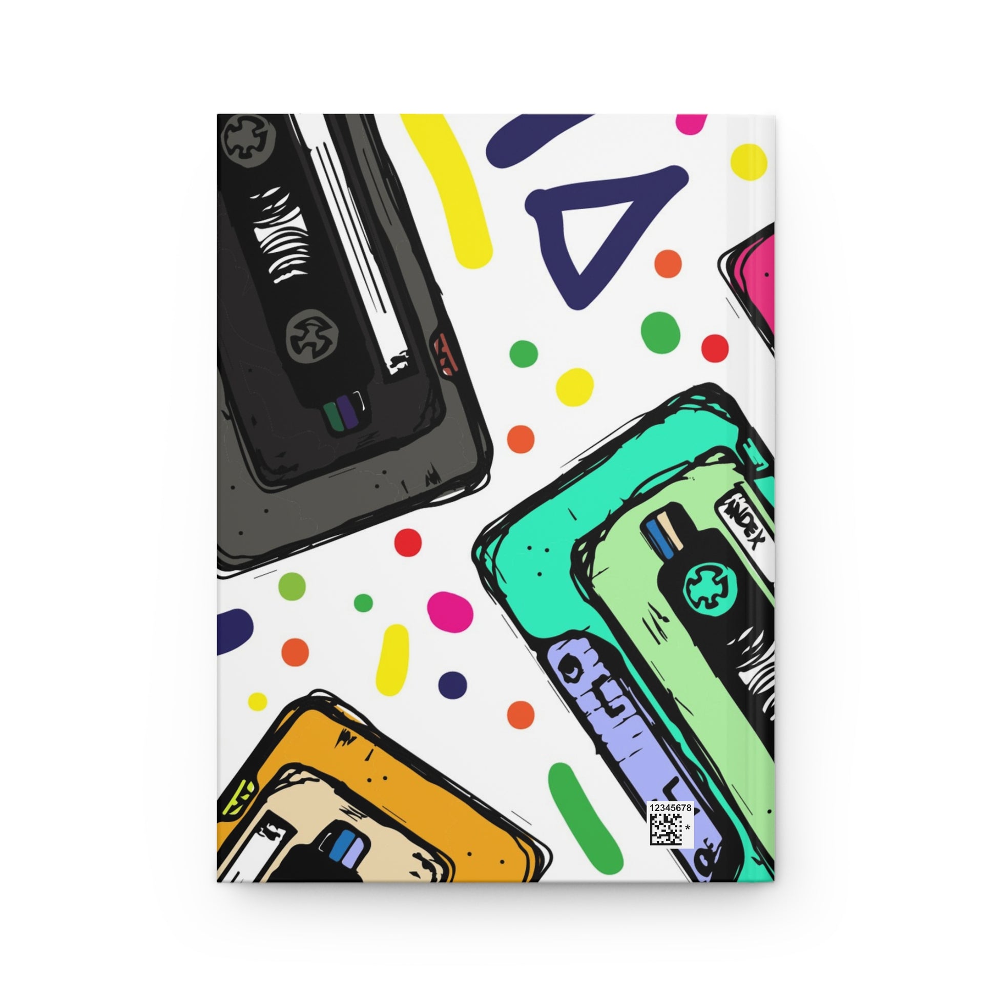 90s neon music journal with cassette tape print