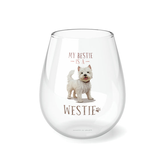 My Bestie is My Westies Stemless Wine Glass, 11.75oz