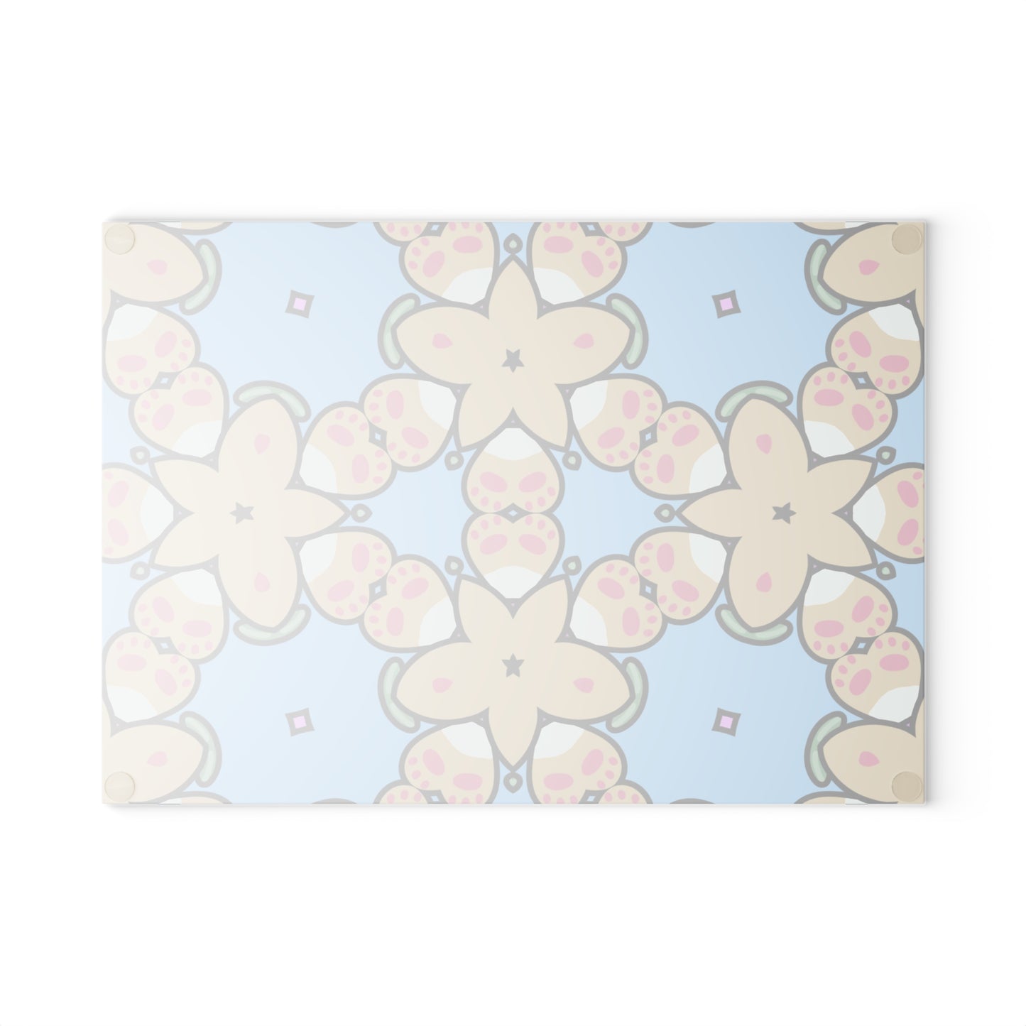 Glass Cutting Board — Pastel Floral Kaleidoscope Kitchen Board